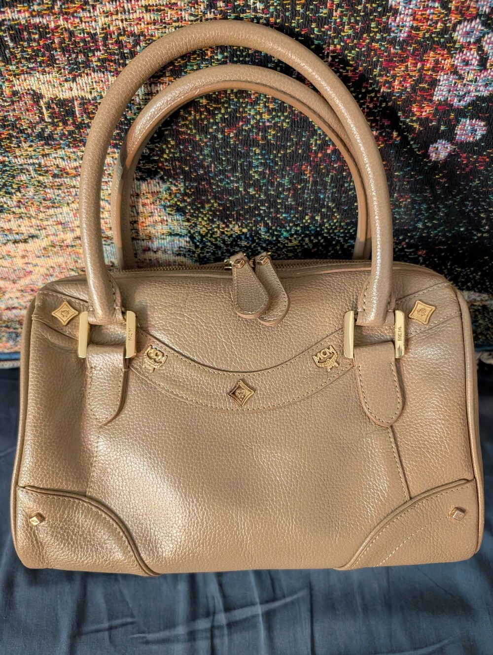 MCM Taupe Leather Carryall Satchel - Classic Women's Handbag